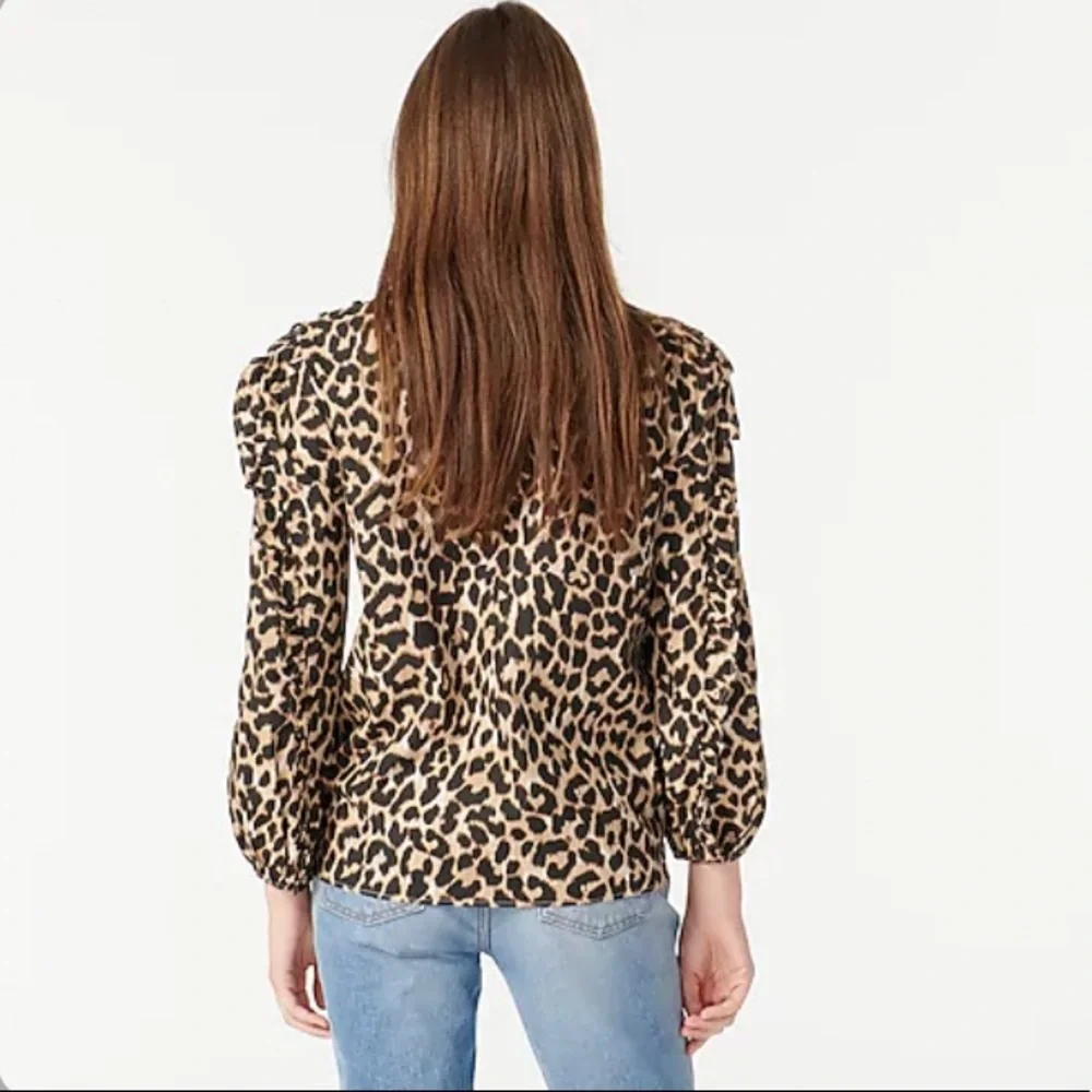 NWT J. Crew Ruffle-Sleeve Top in Leopard‎